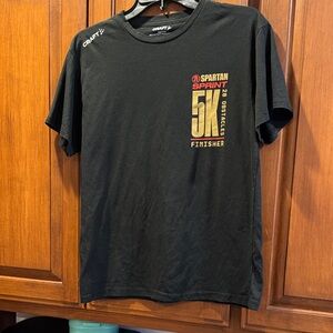 Craft Black Tee with Gold Spartan Sprint Finisher Design Size Medium